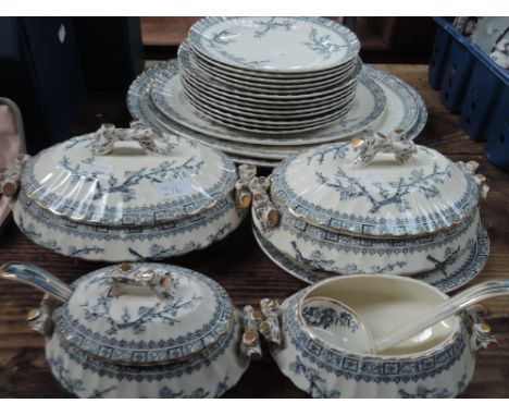A part dinner service by K &amp; C "Thorns" including meat plate and tureens