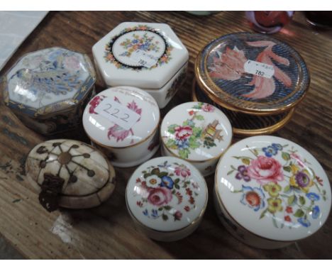 A selection of ceramic trinket boxes including Royal Worcester and Wedgwood
