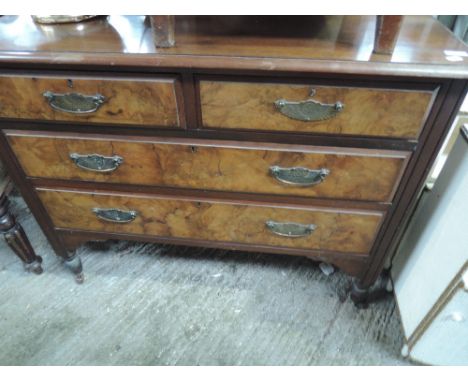 A Victorian mahogany/walnut chest of 2 over 3 drawers and firescreen and lamp
