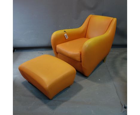 A Matthew Hilton 'Balzac' armchair and matching ottoman stool 