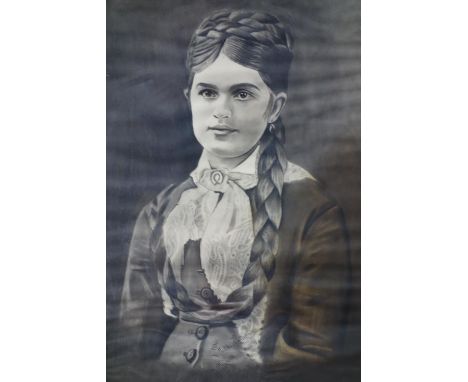 Feliks Zoyecki (Polish 20th century), Portrait of a woman, with long braid, charcoal on paper, signed and dated '1917',  64 x