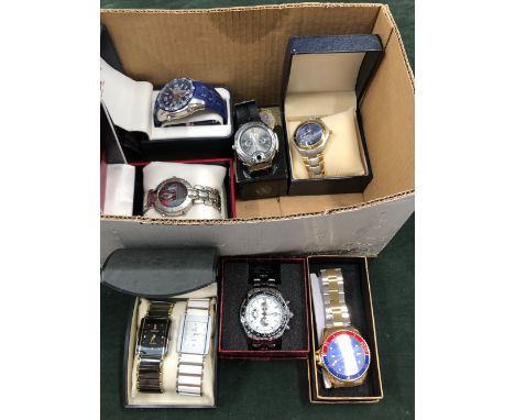 AN UNUSUAL WATCH LIGHTER AND A COLLECTION OF VARIOUS MODERN WATCHES.