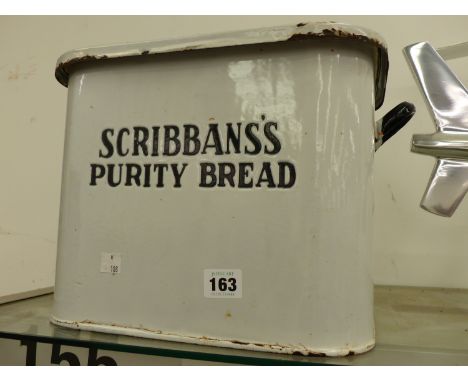 A VINTAGE SCRIBBANS'S PURITY BREAD ENAMEL BREAD BIN.