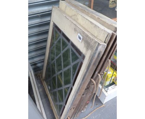 TWO PAIRS OF LEAD GLAZED SASH WINDOWS. 
