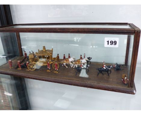 A GLAZED CASED MODEL OF THE ROYAL CORONATION COACH.