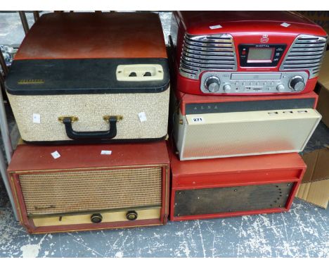VINATGE RECORD PLAYER TO INCLUDE FERGUSON, ALBA, DANSETTE AND A MODERN RETRO STYLE STEREO.