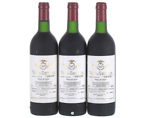 Vega Sicilia, Unico Reserva Especial, Ribera del Duero DO 3x75cl1990 release, vintages 1968 and 1970.  Levels 3 VTS, labels s