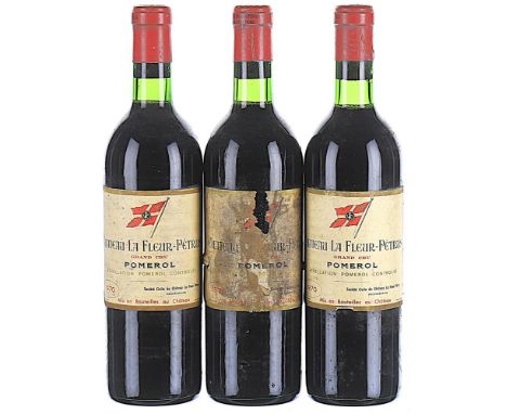 1970 Chateau La Fleur-Petrus, Pomerol  3x75cl  Levels IN, 2 labels soiled and scuffed, 1 damaged.This lot forms part of a pri