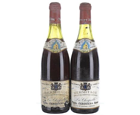 1966 Paul Jaboulet Aine, Hermitage, La Chapelle Rouge  2x75cl  Labels soiled and damaged. This lot forms part of a private co