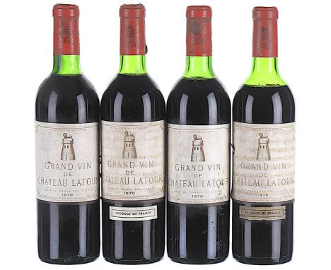1970 Chateau Latour Premier Cru Classe, Pauillac  4x75cl  Levels 2 VTS, 1 HS, 1 MS, labels soiled, 3 scuffed, 1 torn, 2 capsu