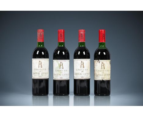 1966 Chateau Latour Premier Cru Classe, Pauillac  4x75cl  Levels 2 BN, 1 VTS, 1 HS, labels soiled, 1 scuffed and torn. This l
