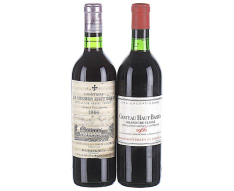 1966 Chateau Haut-Bailly Cru Classe, Pessac-Leognan Label soiled. 1x75cl 1966 Chateau La Mission Haut-Brion Cru Classe, Pessa