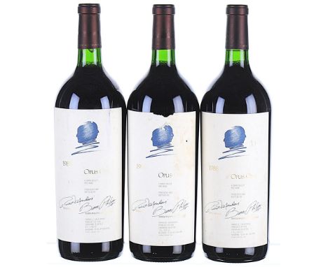 1988 Opus One, Napa Valley 3x150clLabels soiled, 1 torn.Evidence of very slight old  seepage on one magnum  These wines were 