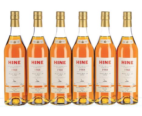 1988 Hine, Vintage Early Landed, Cognac  6x70cl   Landed in 1990, bottled in 2006, private strip label states "Bottled from c