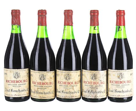 1971 Paul Bouchard, Richebourg 5x75cl  Labels soiled, 4 capsules corroded, corks not exposed.This lot forms part of a private