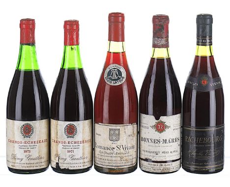 1971 Remy Gauthier, Echezeaux Grand Cru Labels soiled and torn. 2x75cl 1971 Maison Louis Latour, Romanee-Saint-Vivant Grand C