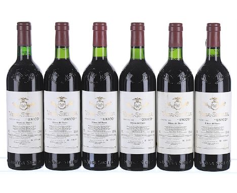 1962 Vega Sicilia, Unico, Ribera del Duero DO 6x75cl  Levels all IN, labels soiled, 1 capsule torn on neck.These wines were p