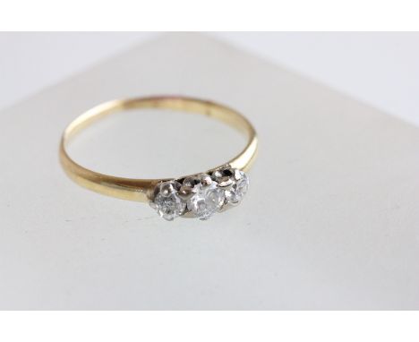 18ct Gold Ring set with Row of Three Diamonds