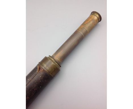 Dolland of London brass telescope in with leather cover