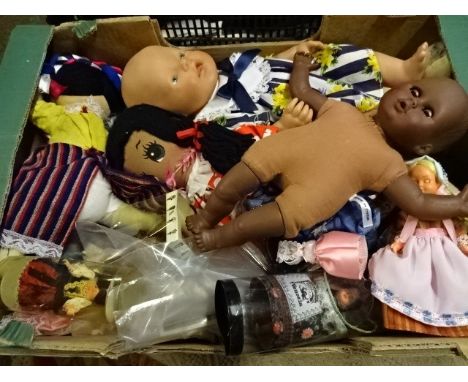 2 Boxes of vintage dolls