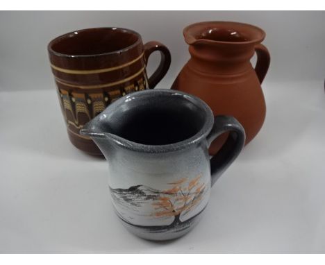 6 pieces of pottery / stoneware including wedgwood jug, R &amp; H Boughton, Camelot pottery etc