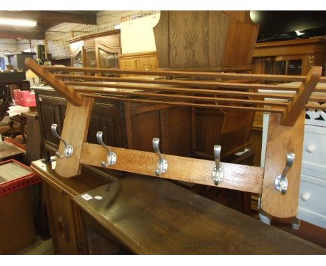 Oak Coat Hooks with Shelf  34 inches wide