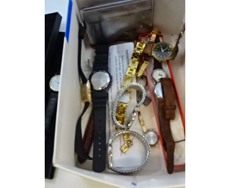 Quantity of wristwatches to include vintage Ancre 2579, plus plated cigarette case