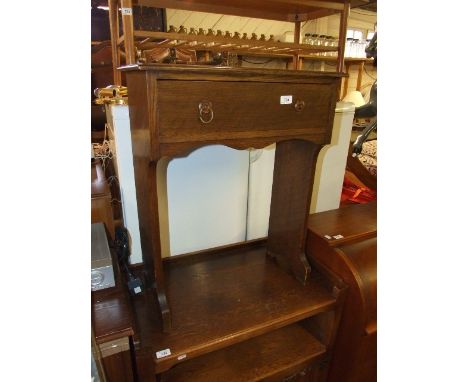 Vintage Oak Side Table with Drawer