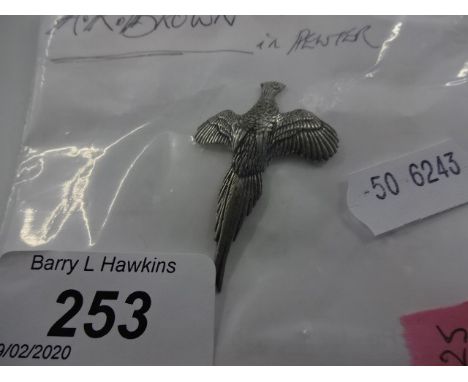 A. R Brown 'pheasant in flight' pewter pin