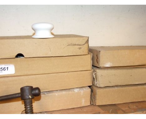 White Ceramic Vicky Style Knobs 50 mm 6 boxes 10 per box one box incomplete
