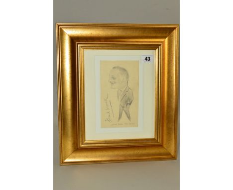 FRAMED, GLAZED AND AUTOGRAPHED PENCIL SKETCH OF THE WEST INDIES CAPTAIN SIR FRANK WORRELL