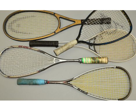 SQUASH RACKETS, 1 x Prince Power Fan Extender graphite/titanium racket with nylon strings, Made in China, 1 x unnamed racket 