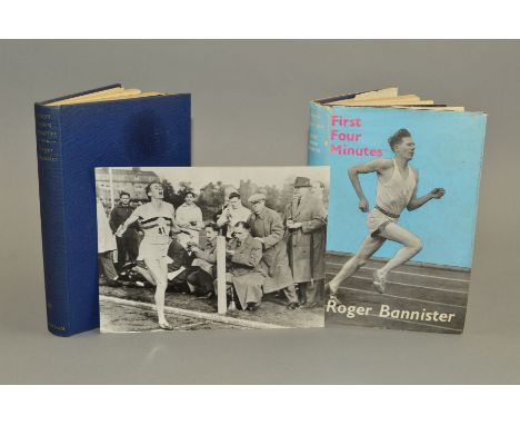 FIRST FOUR MINUTES BY ROGER BANNISTER, first edition (Oct 1955), publisher Putnam, signed in ink on the inside, with a dust c