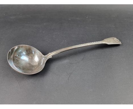 A William IV silver fiddle, thread and shell pattern soup ladle, by Mary Chawner, London 1834, 300g. 