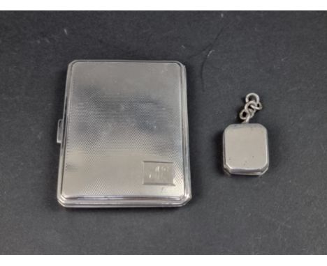An engine turned silver cigarette case, by Thomas William Lack, London 1934, 8cm, gross weight 67g; together with a small sil