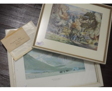 A watercolour, Lindsay Bird, Manningham Park Bradford, signed with written providence, 26 x 33cm, framed and glazed, and a pr