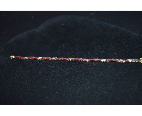 A 9ct Gold Ruby and Diamond Bracelet, Ruby's Approx 1.5ct