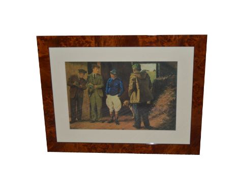 A Nice Walnut Framed Print 'Setting the Odds' - Ted Jones 