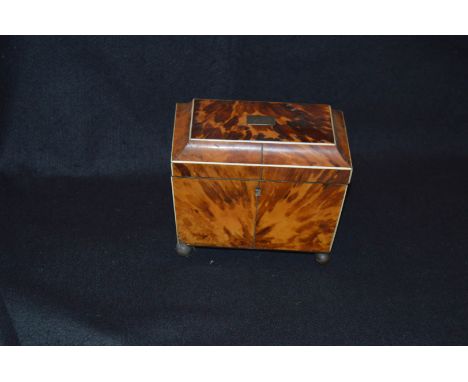A Very Nice Tortoise Shell Inlaid Tea Caddy 