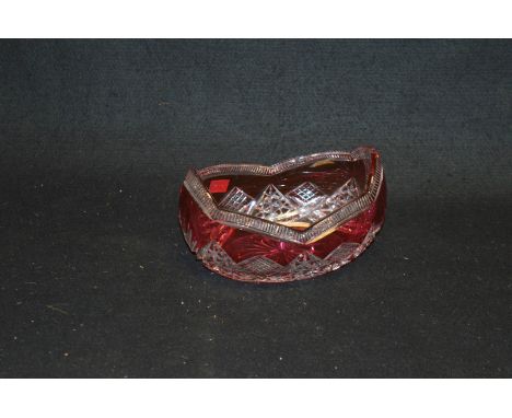 A Cut Glass Ruby Tinted Bowl 