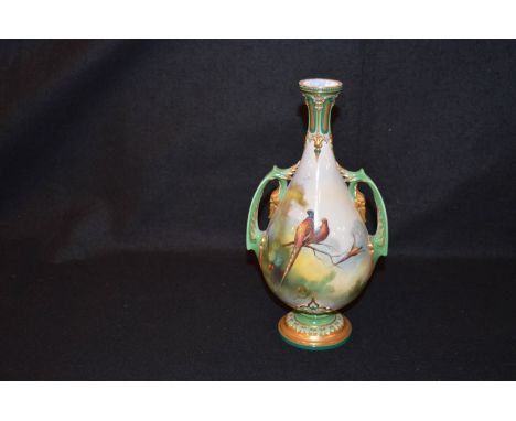 A Very Fine Royal Worcester Two Handled Vase- Signed A Schuck 