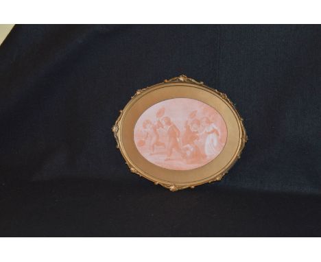 A Small Gilt Framed Oval Picture 'Children Playing'