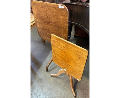 Two Victorian mahogany tilt top tripod tables 