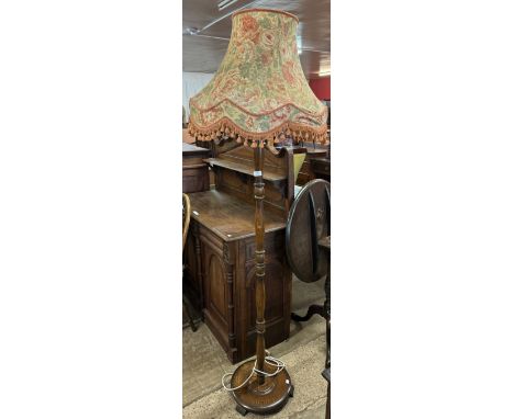 An oak standard lamp 