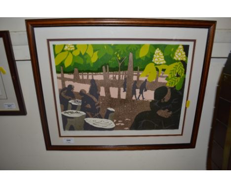 A limited edition pencil signed print 'Chess in the Park' (Paris)