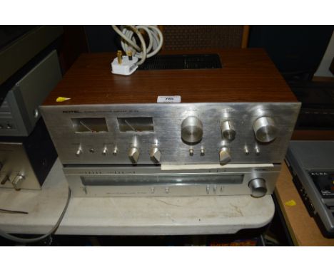 A Rotel stereo amplifier together with a Rotel tuner