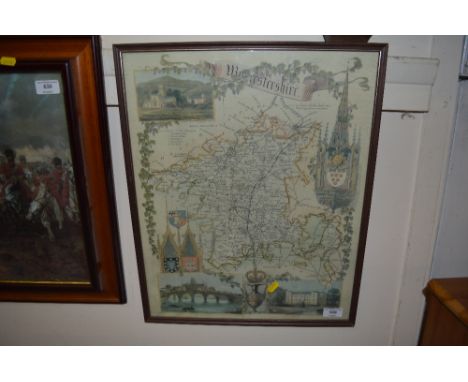 A framed print of a map 