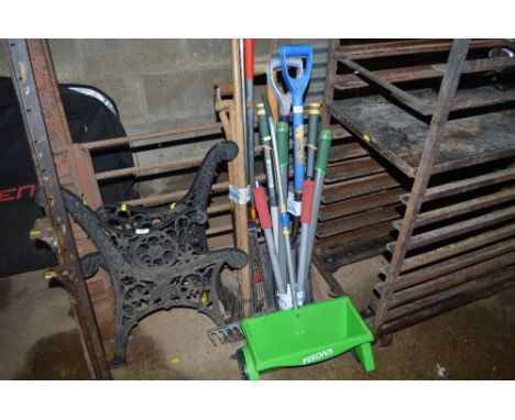 A quantity of long handle gardening tools