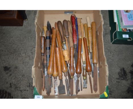 A box of wood turning tools 