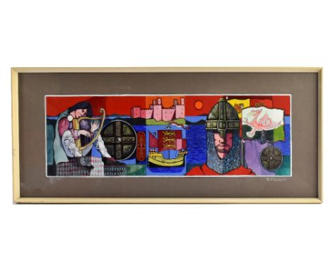 R MACKENZIE; watercolour, 'Welsh Saga', 17 x 54cm, framed and glazed. (D)Additional InformationThe image is good, the frame w